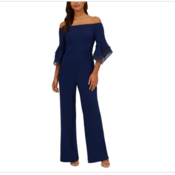 Womens Crepe Off-the-Shoulder Jumpsuit - Picture 1 of 1